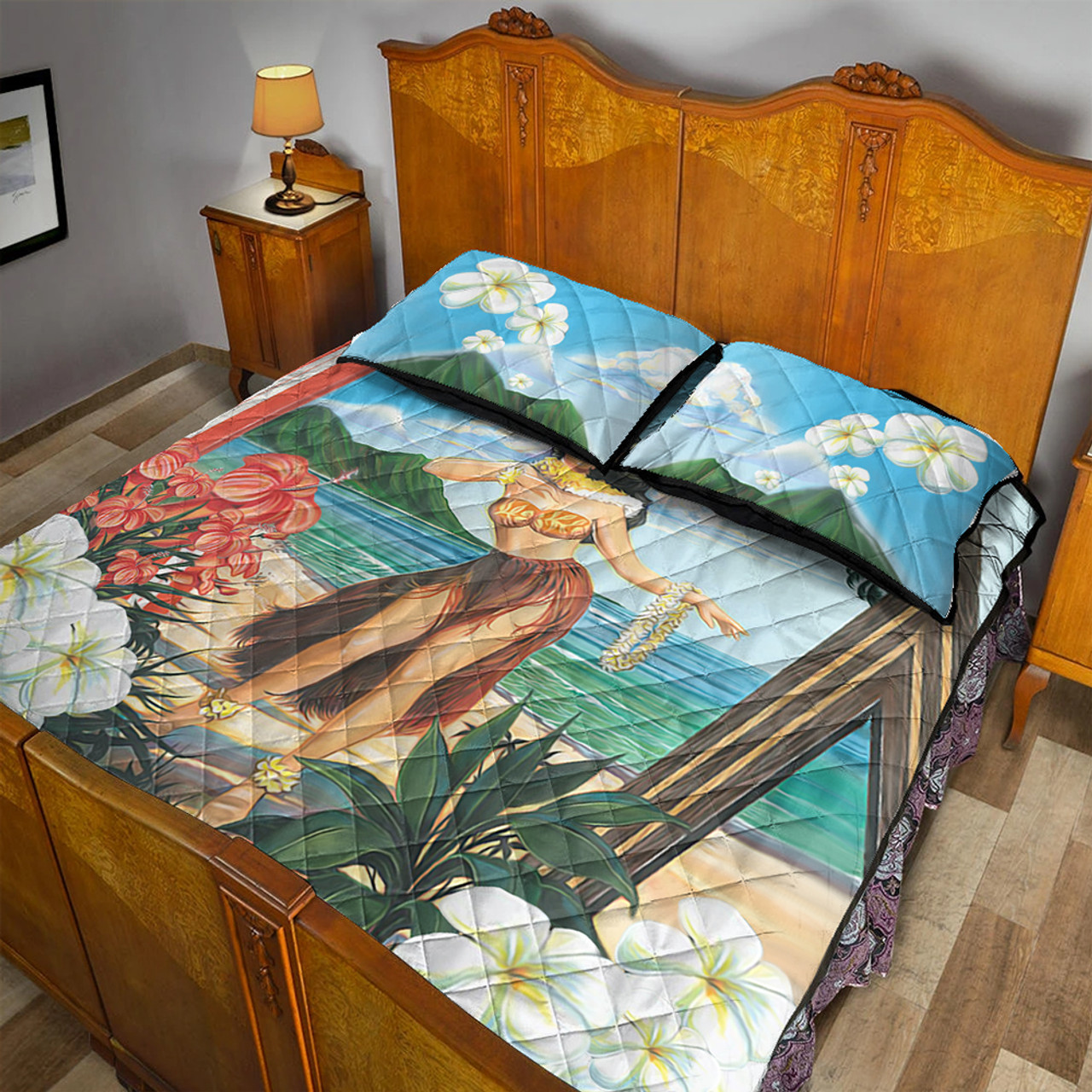 Hawaii Quilt Bed Set Aloha Hula Dance