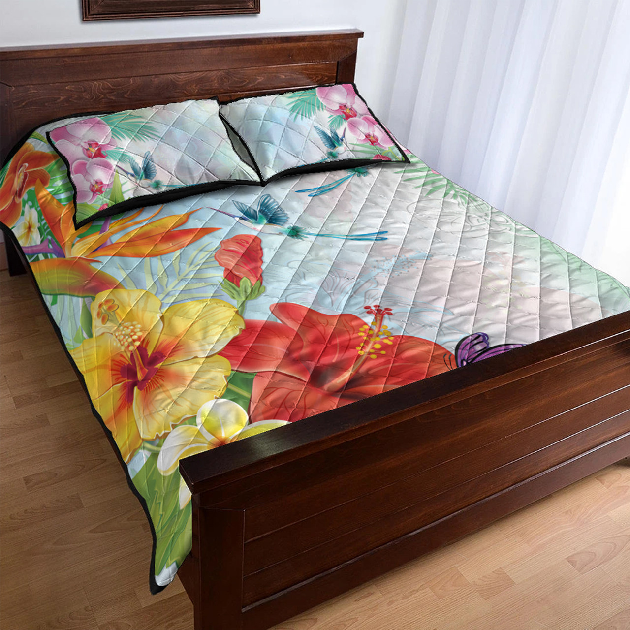 Hawaii Quilt Bed Set Hibiscus In Jung