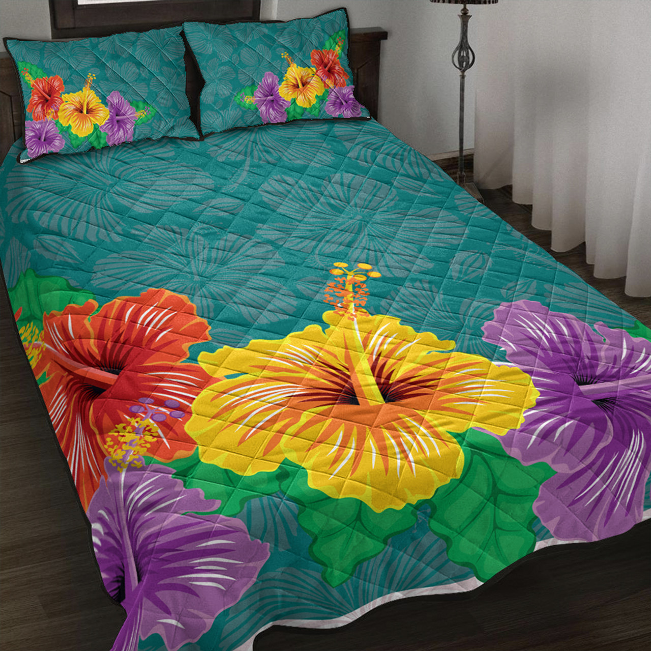 Hawaii Quilt Bed Set Hibiscus More Color