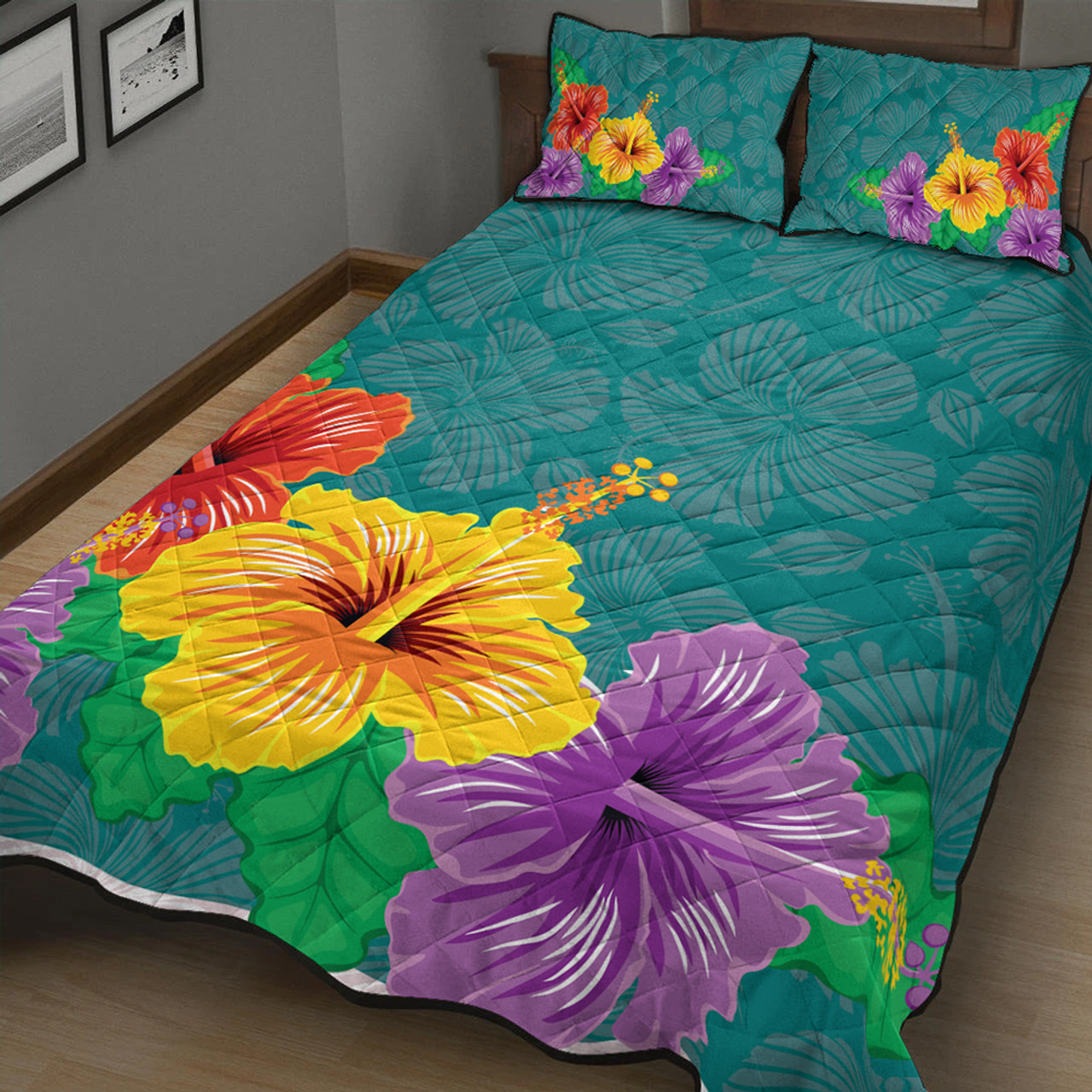 Hawaii Quilt Bed Set Hibiscus More Color
