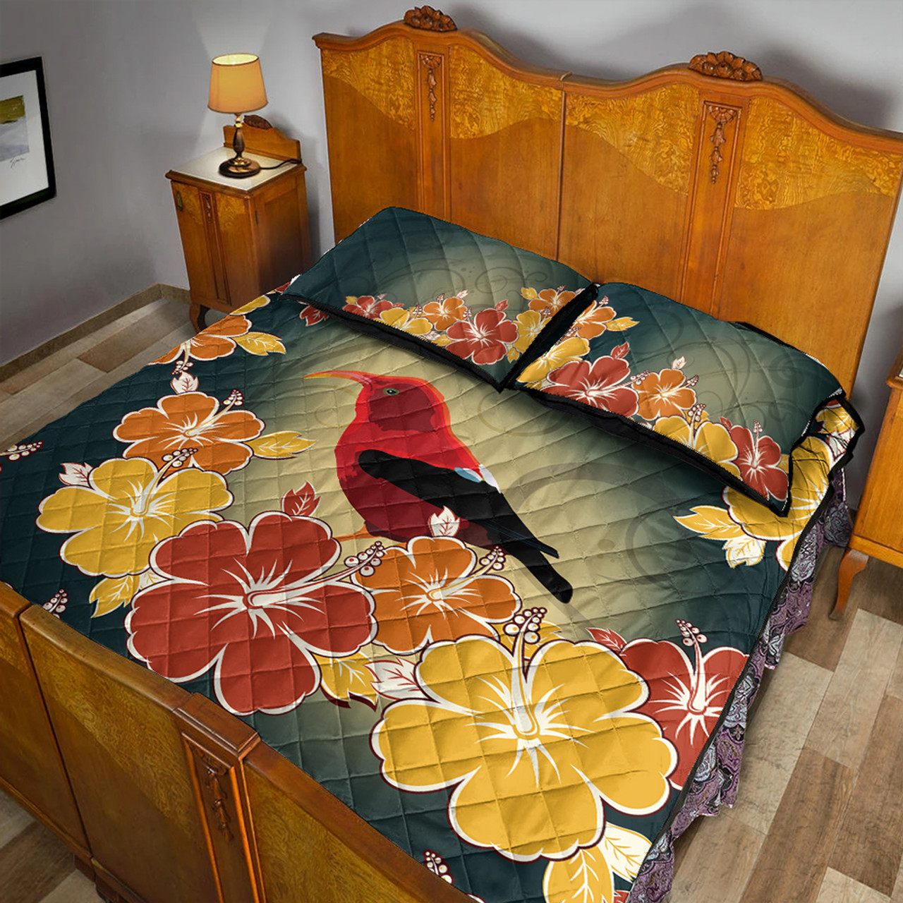 Hawaii Quilt Bed Set Honeycreeper Hibiscus
