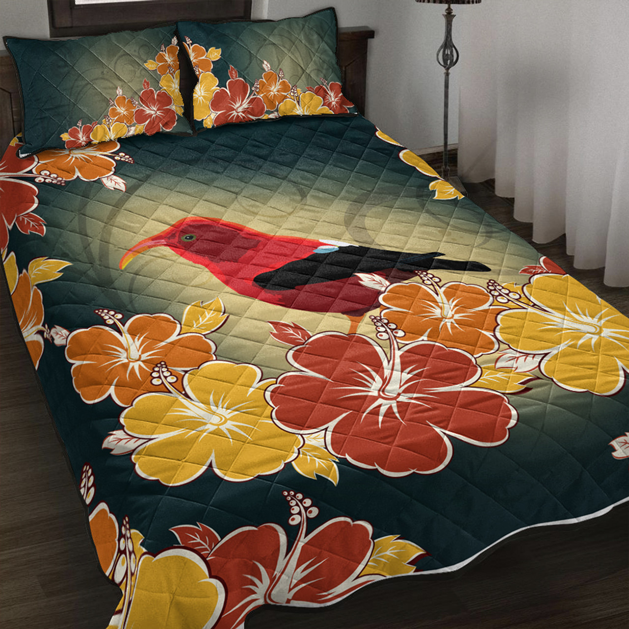 Hawaii Quilt Bed Set Honeycreeper Hibiscus