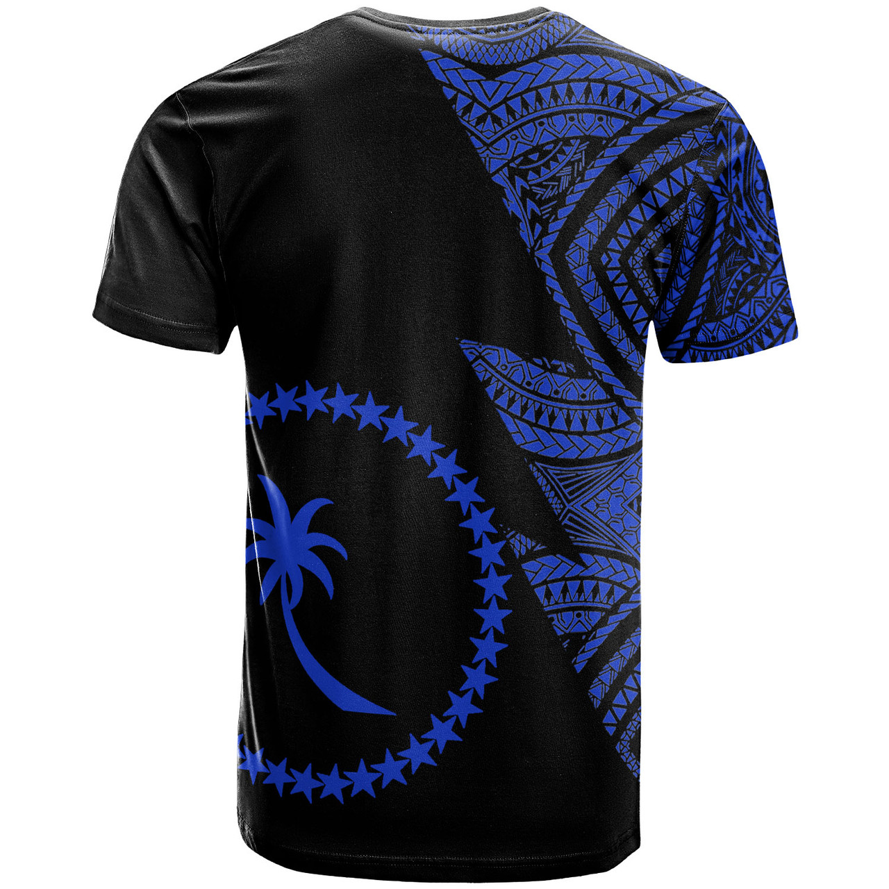Chuuk T-Shirt - Micronesian Pattern Blue Flash Style