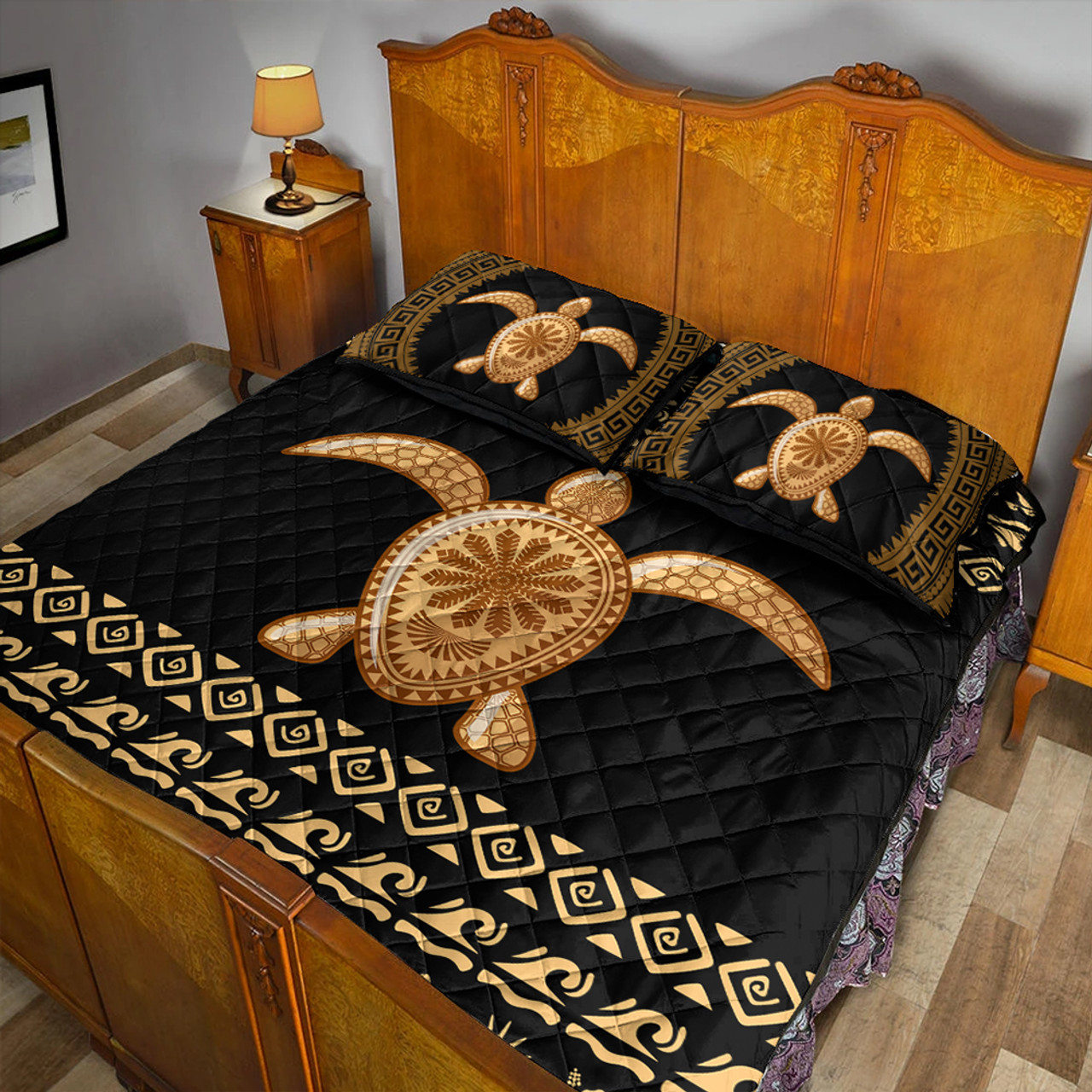 Hawaii Quilt Bed Set Traditional Turtle Pattern