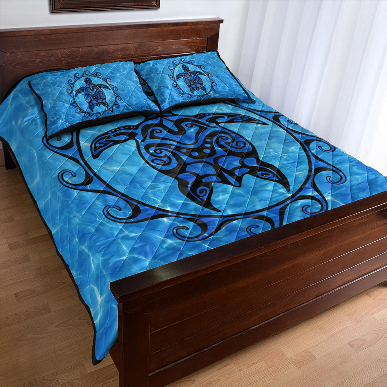 Hawaii Quilt Bed Set Turtle Polynesia Sea