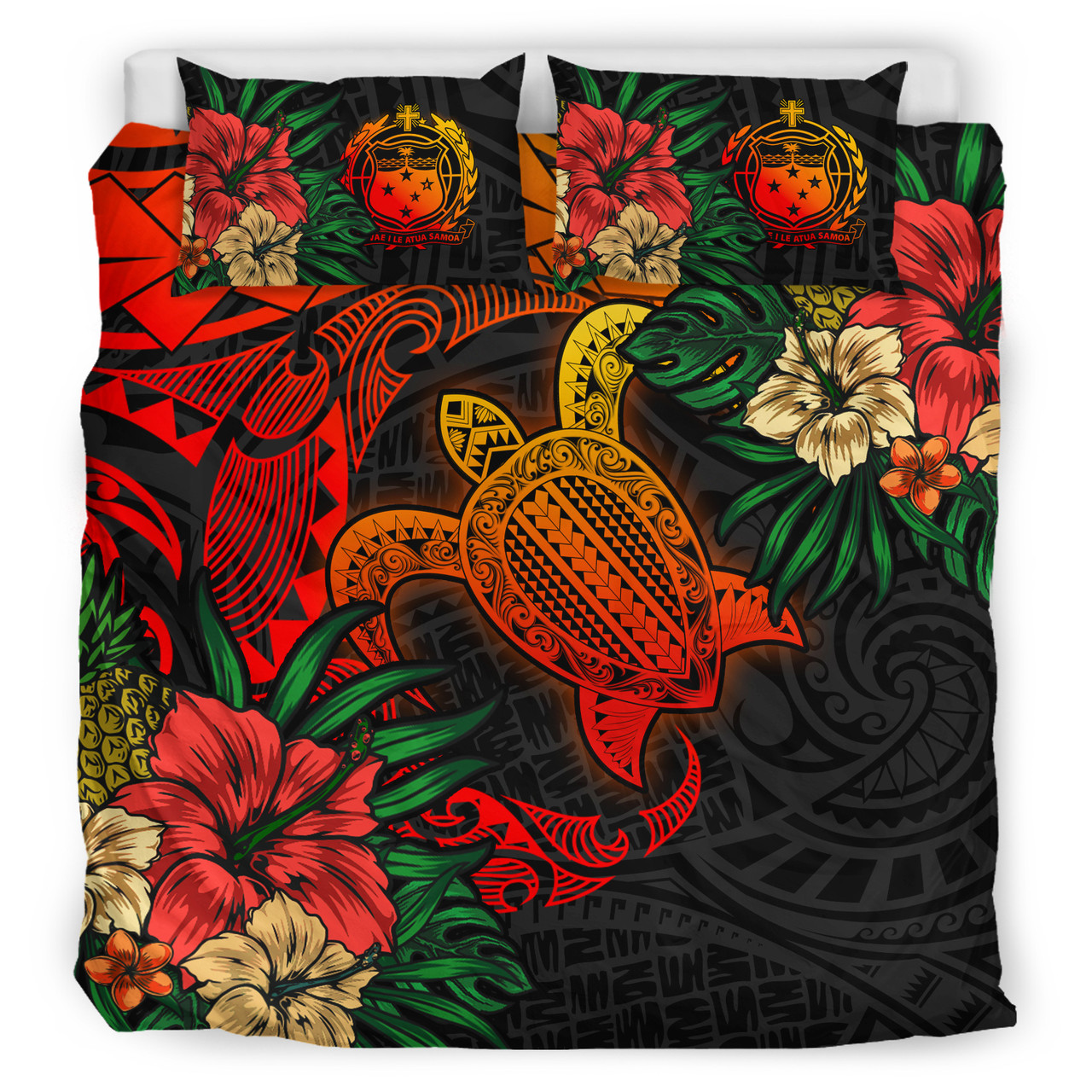 Samoa Bedding Set - Samoa Polynesian Turtle Tropical Bedding Set