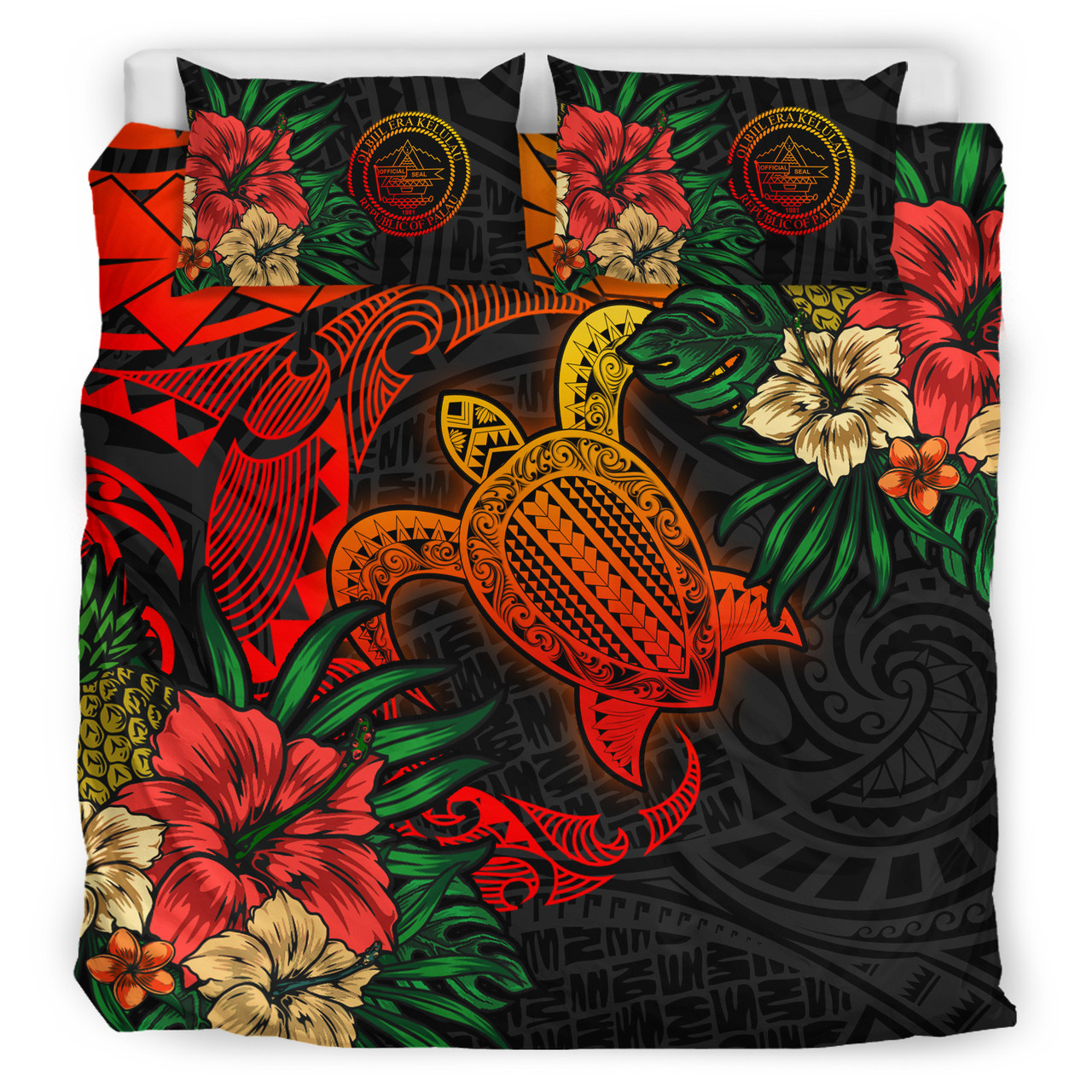 Palau Bedding Set - Palau Polynesian Turtle Tropical Bedding Set