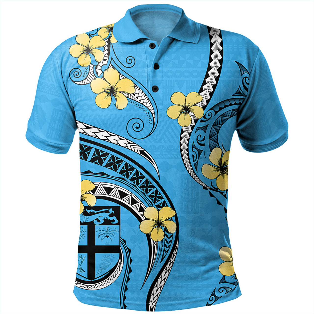 Fiji Polo Shirt Fiji Bula Style Plumeria Flower