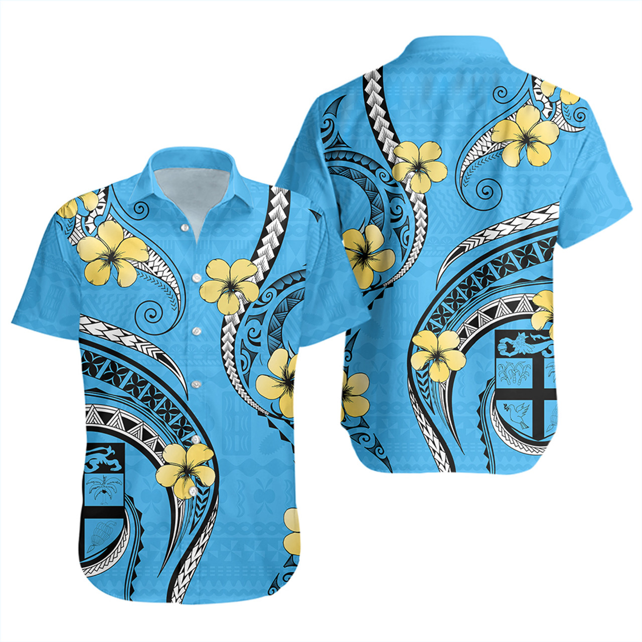 Fiji Short Sleeve Shirt Fiji Bula Style Plumeria Flower