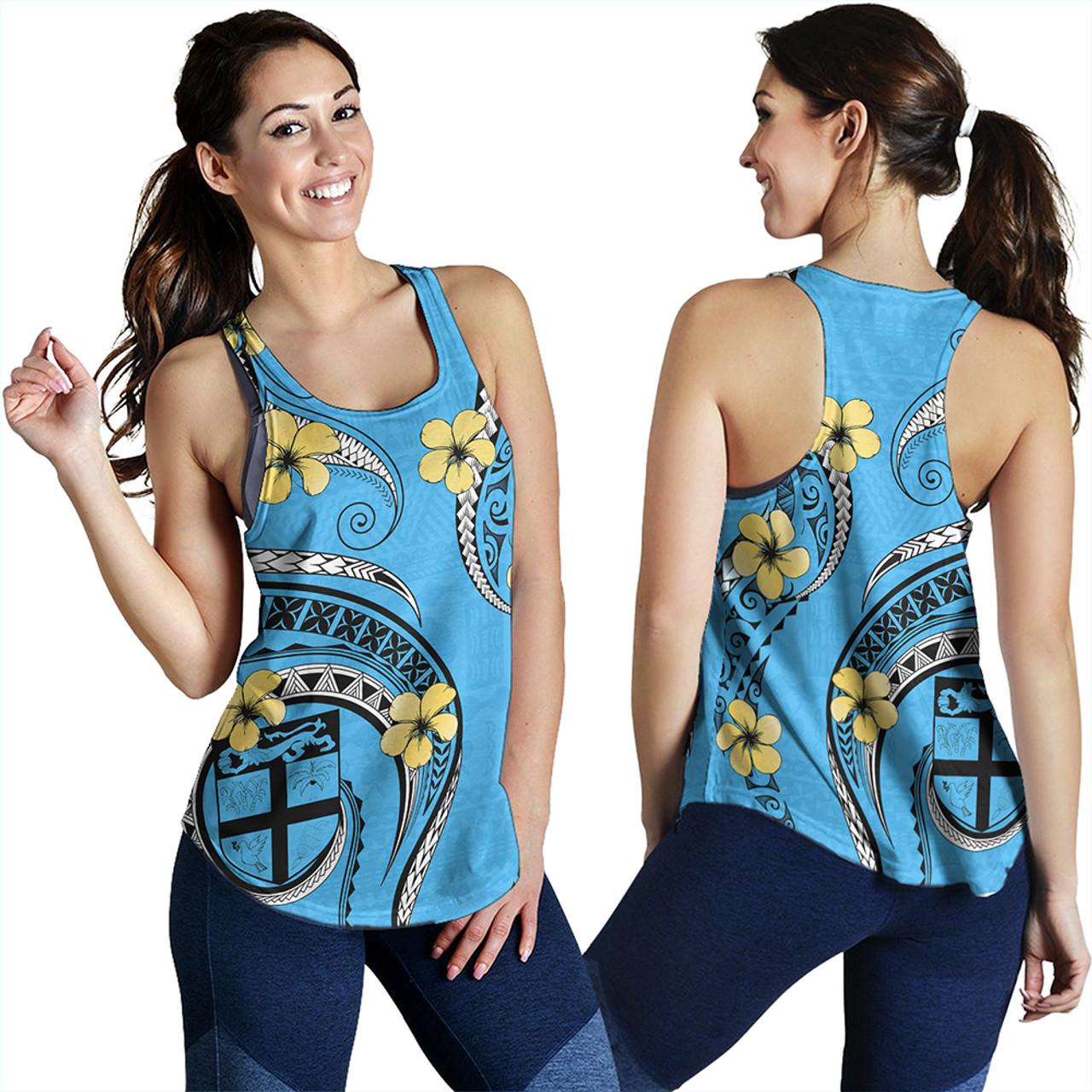 Fiji Women Tank Fiji Bula Style Plumeria Flower