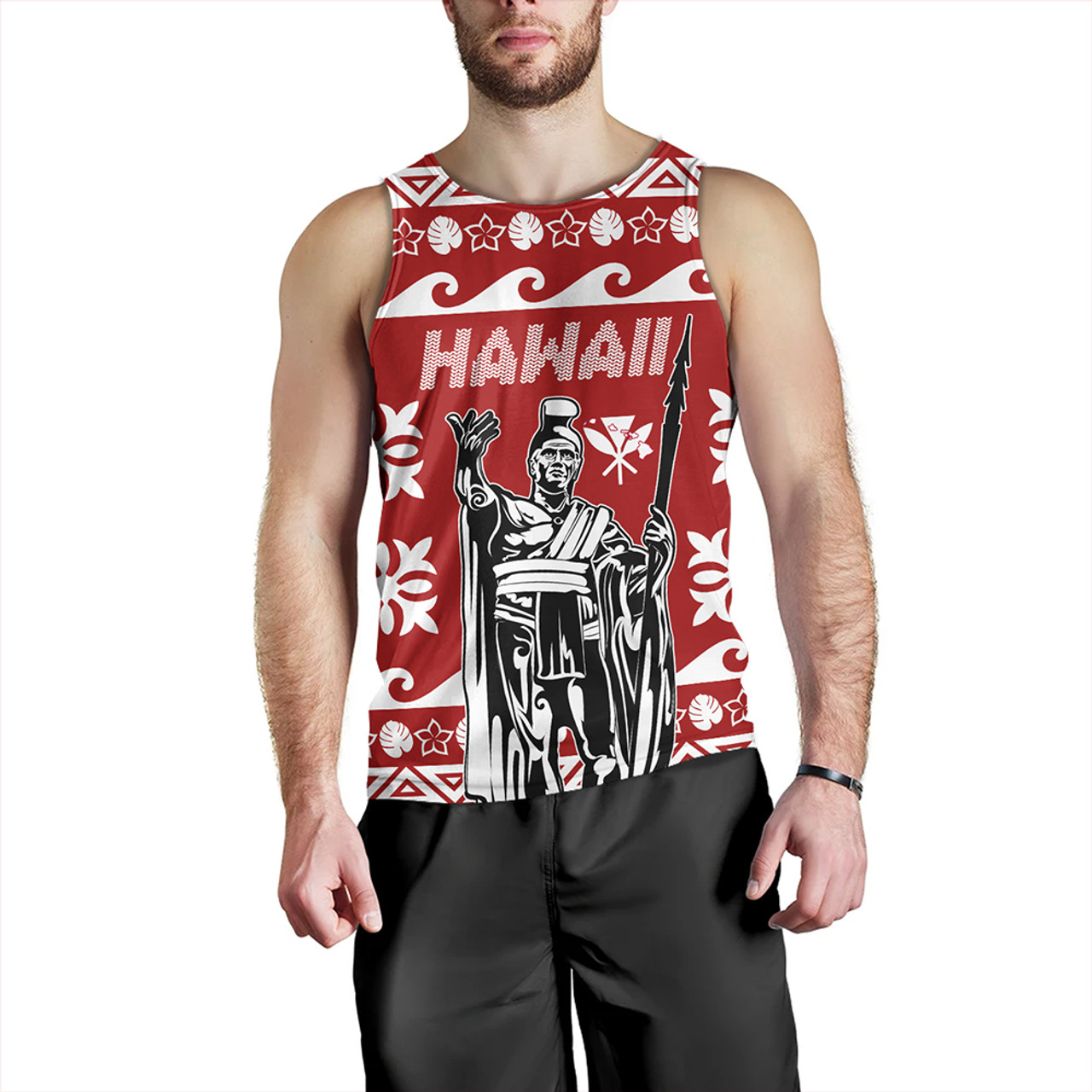 Hawaii Tank Top King Native Hawaiian Kakau Pattern Christmas