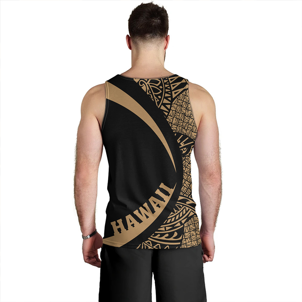 Hawaii Tank Top Coat Of Arm Lauhala Gold Circle