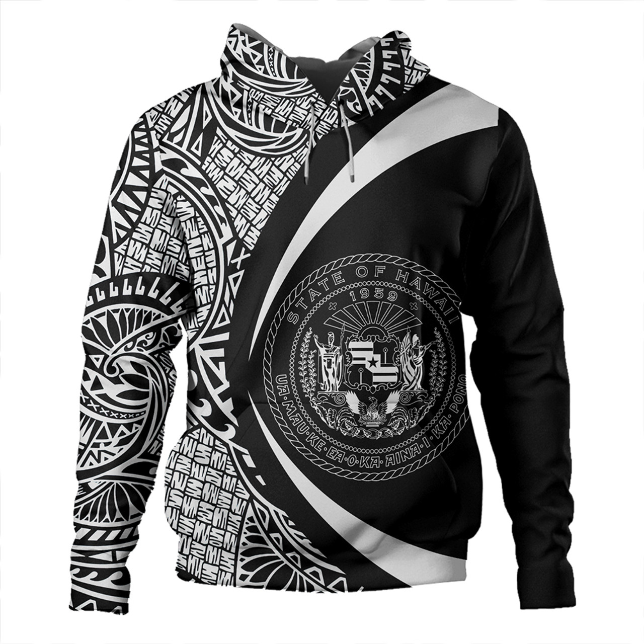 Hawaii Hoodie Coat Of Arm Lauhala White Circle