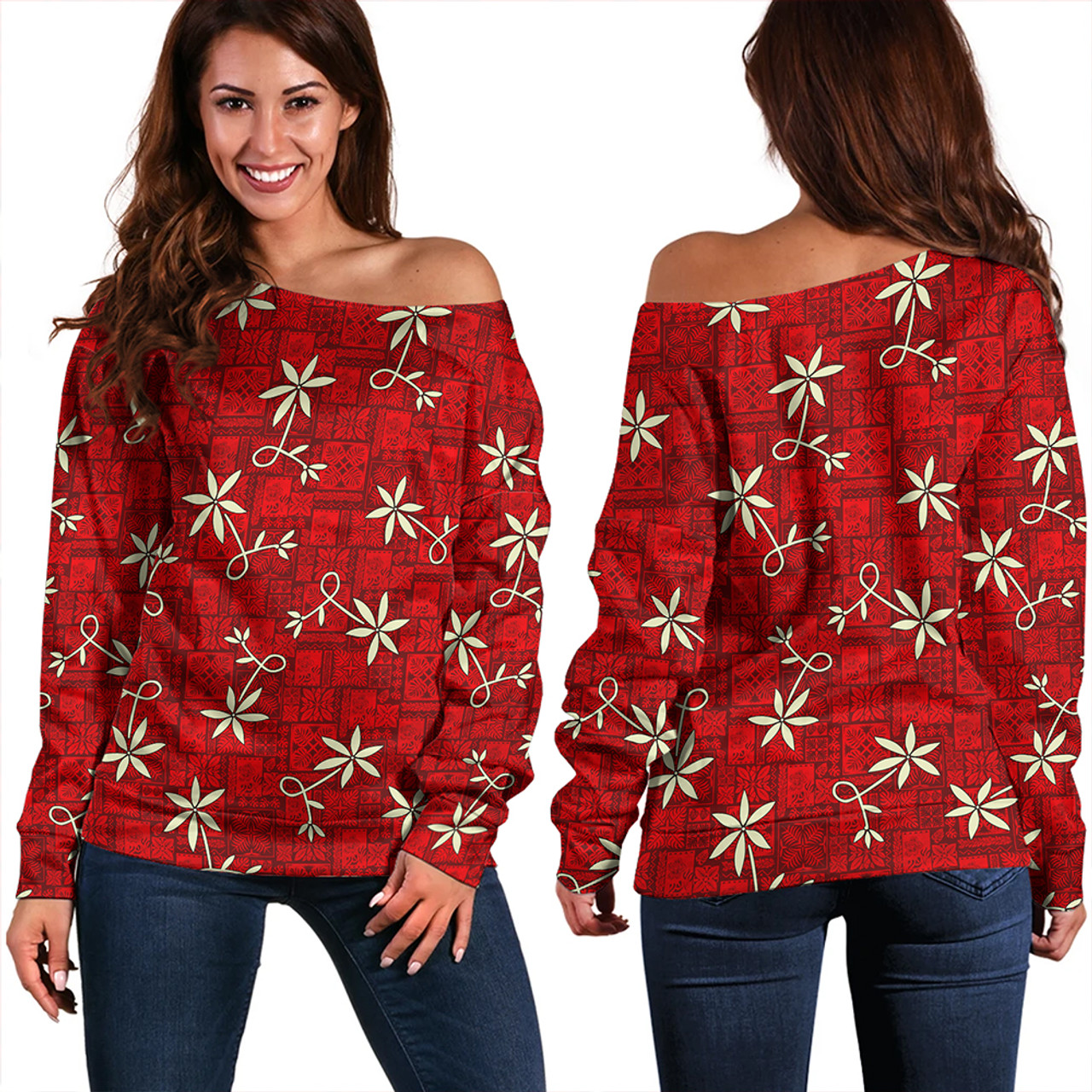 Hawaii Off Shoulder Sweatshirt ELV PRL Red