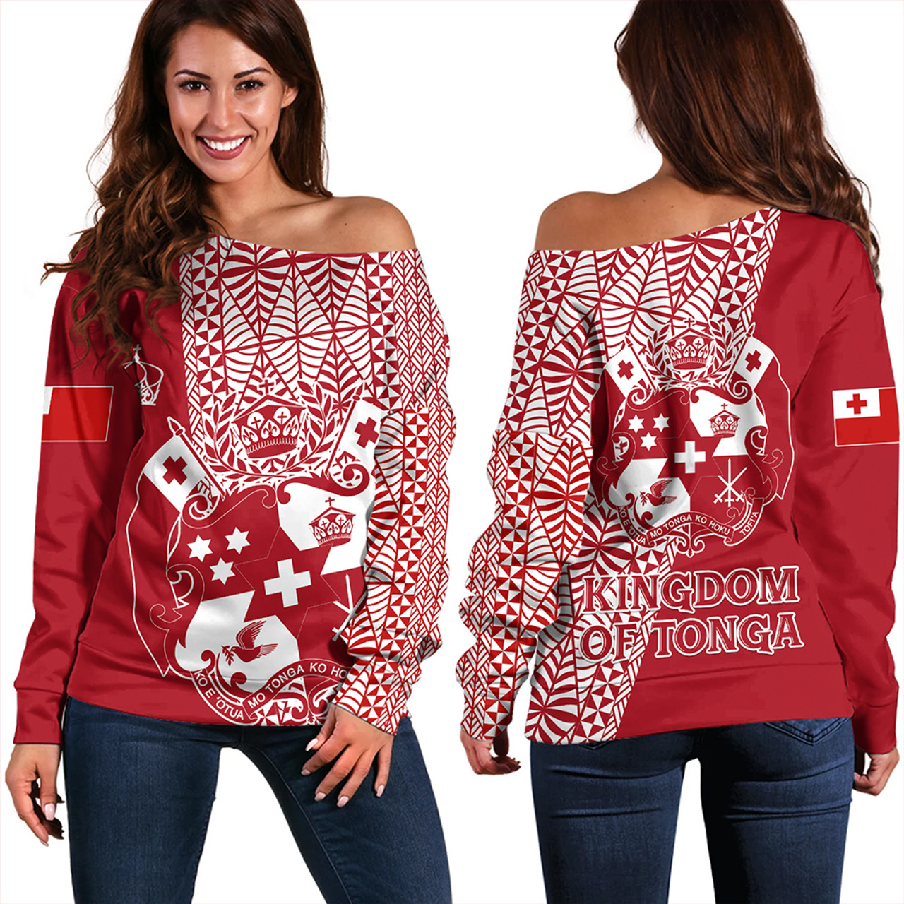 Tonga Off Shoulder Sweatshirt Kingdom Of Tonga Patriot Style