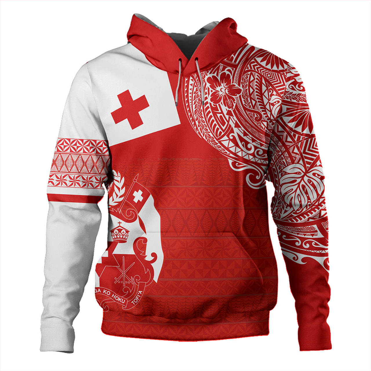 Tonga Hoodie Tonga Polynesian Flag With Coat Of Arms