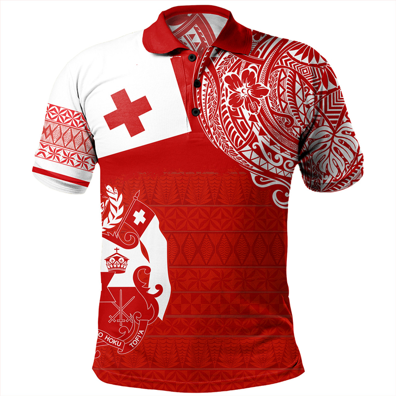 Tonga Polo Shirt Tonga Polynesian Flag With Coat Of Arms