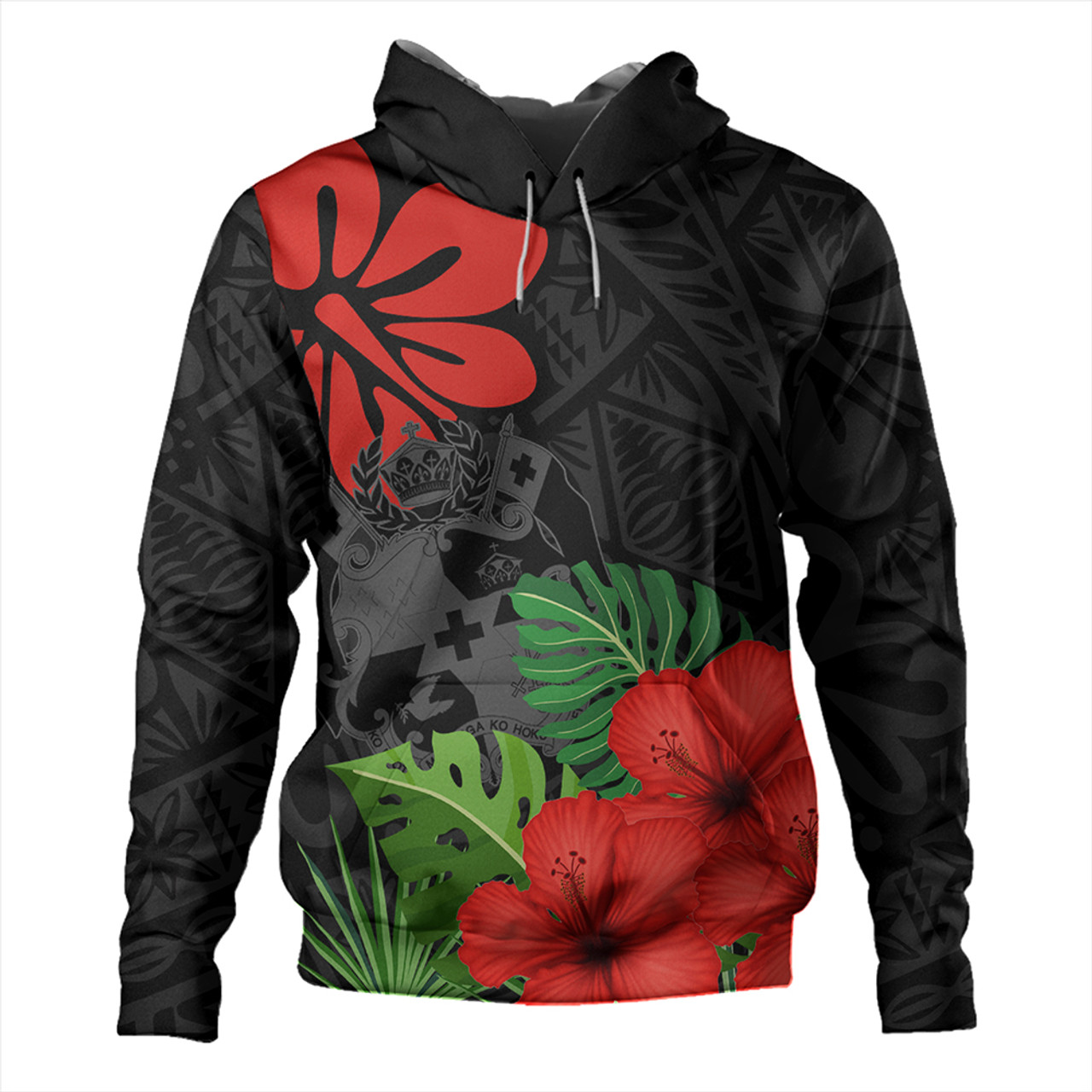 Tonga Hoodie Tonga Coat Of Arms Polynesian Hibiscus