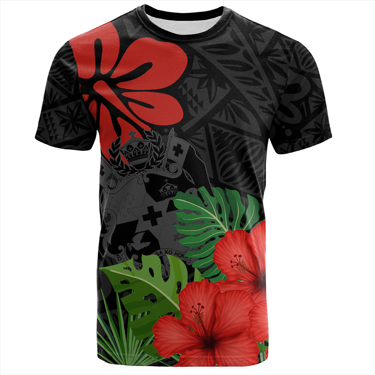 Tonga T-Shirt Tonga Coat Of Arms Polynesian Hibiscus