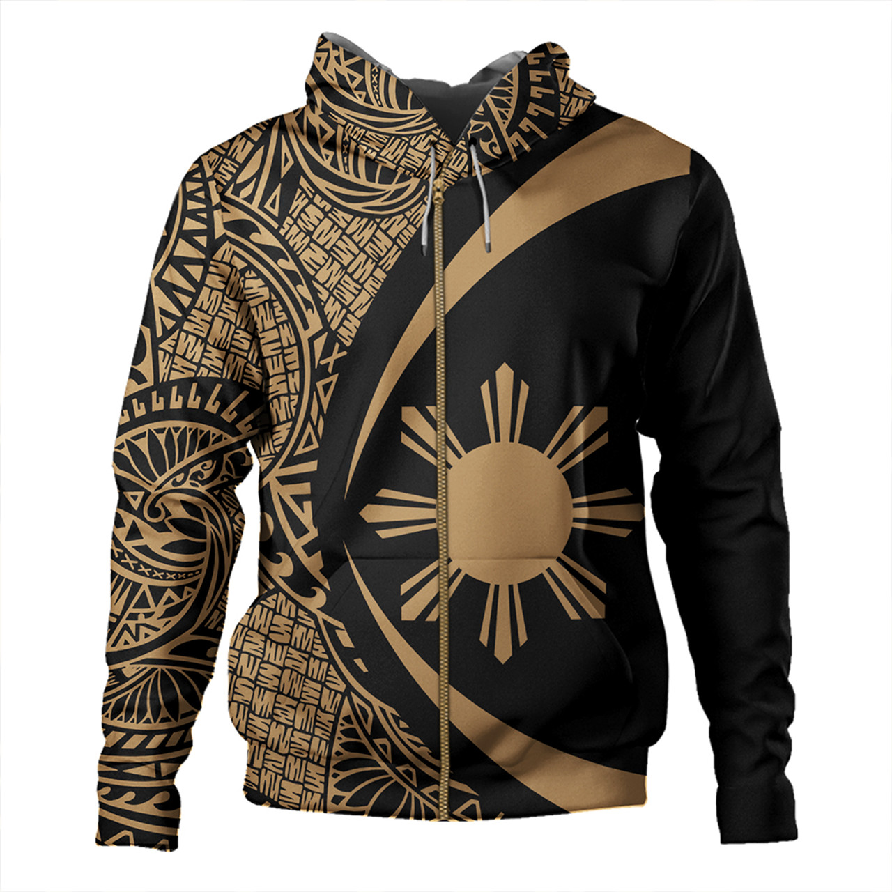 Philippines Hoodie Coat Of Arm Lauhala Gold Circle