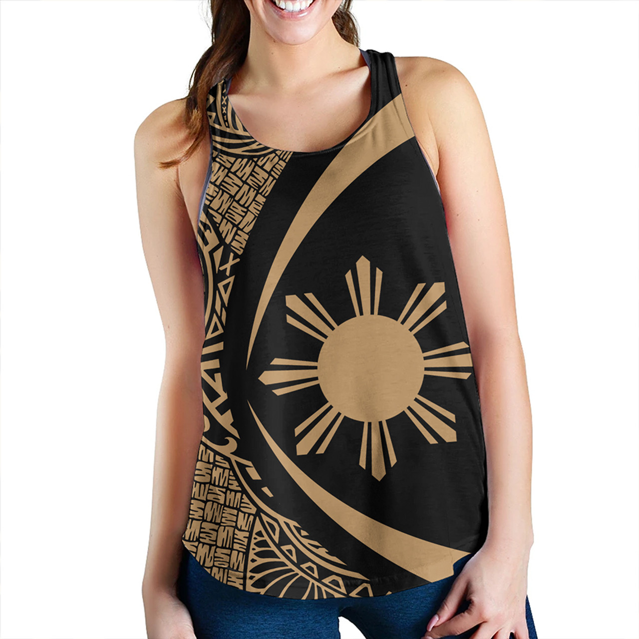 Philippines Women Tank Coat Of Arm Lauhala Gold Circle