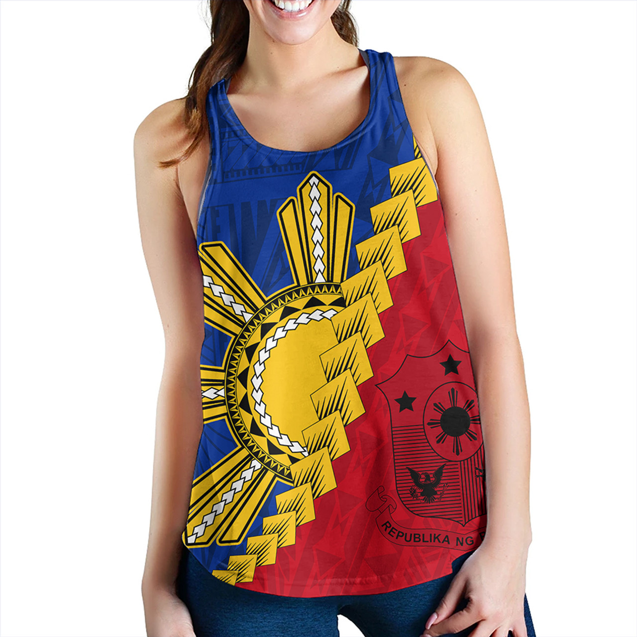 Philippines Women Tank Philippines Sun Polynesian With Flag