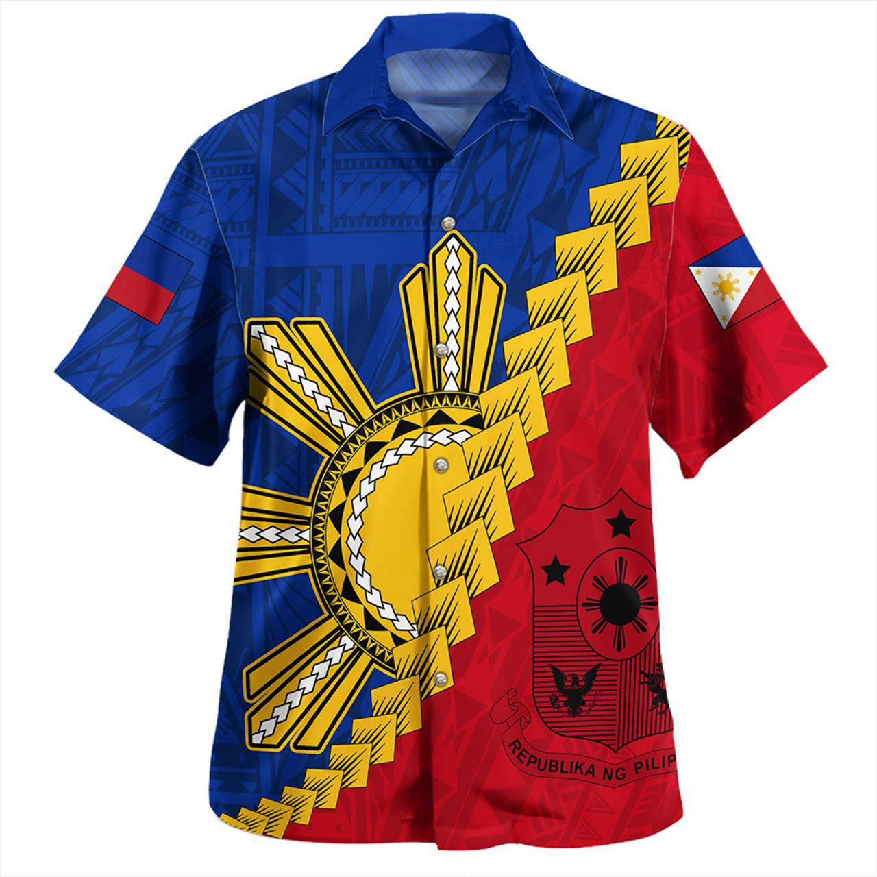 Philippines Hawaiian Shirt Philippines Sun Polynesian With Flag