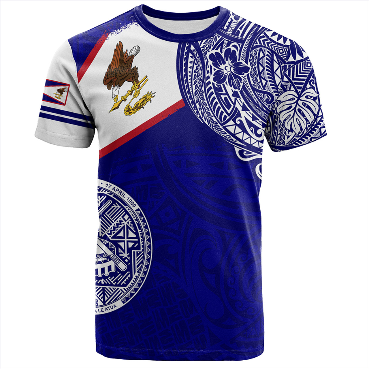 American Samoa T-Shirt Polynesian Flag With Coat Of Arms