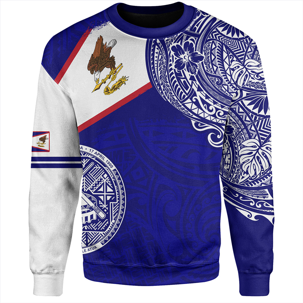 American Samoa Sweatshirt Polynesian Flag With Coat Of Arms