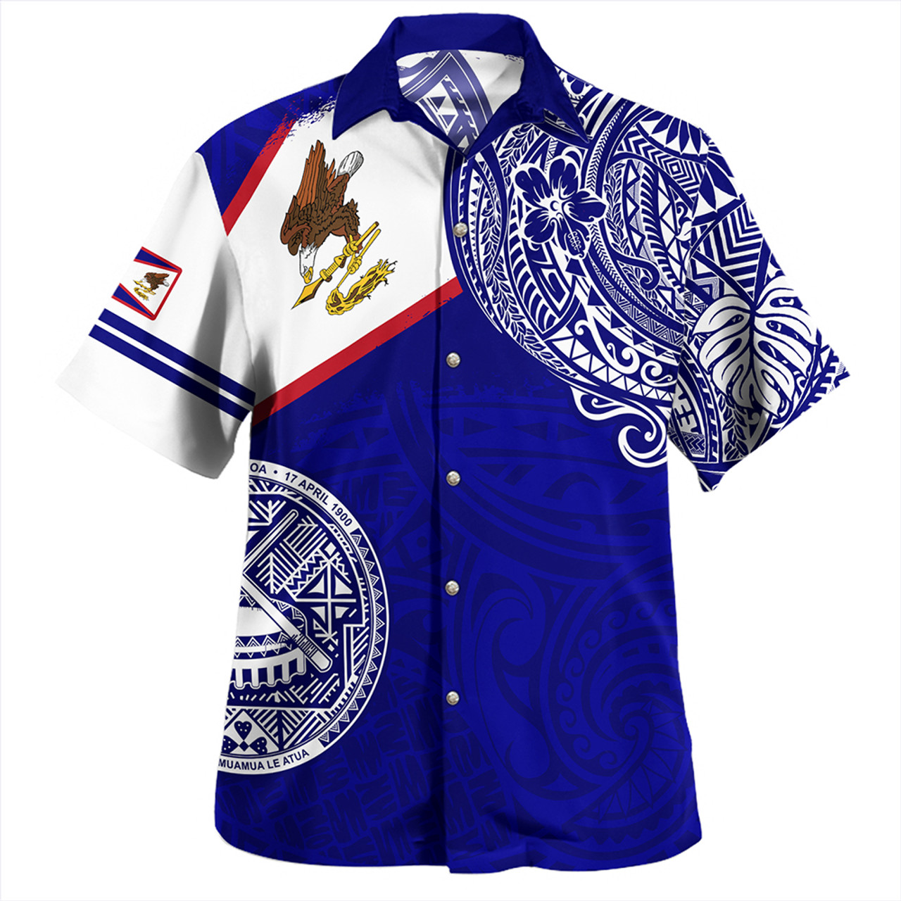 American Samoa Hawaiian Shirt Polynesian Flag With Coat Of Arms