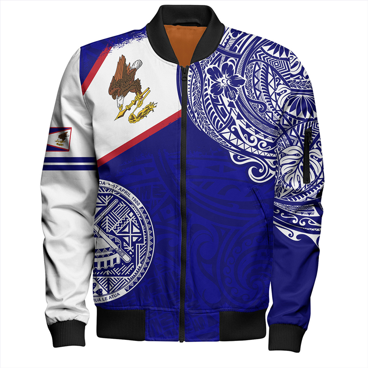 American Samoa Bomber Jacket Polynesian Flag With Coat Of Arms