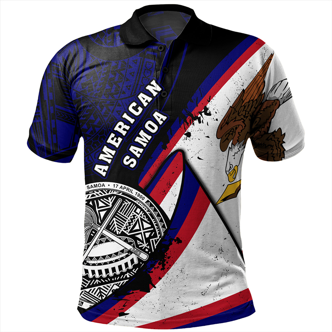 American Samoa Polo Shirt Polynesia Flag Shoul Style