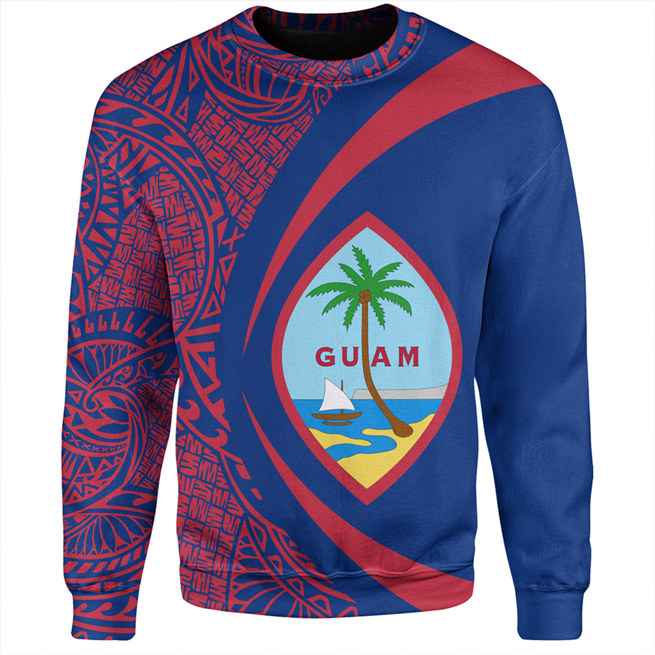 Guam Sweatshirt Coat Of Arm Lauhala Circle