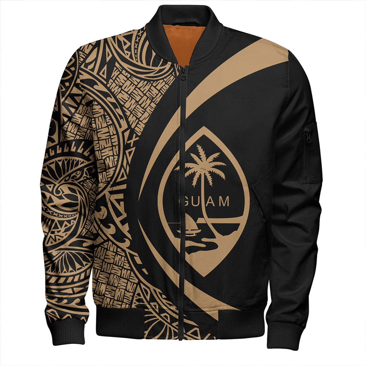 Guam Bomber Jacket Coat Of Arm Lauhala Gold Circle