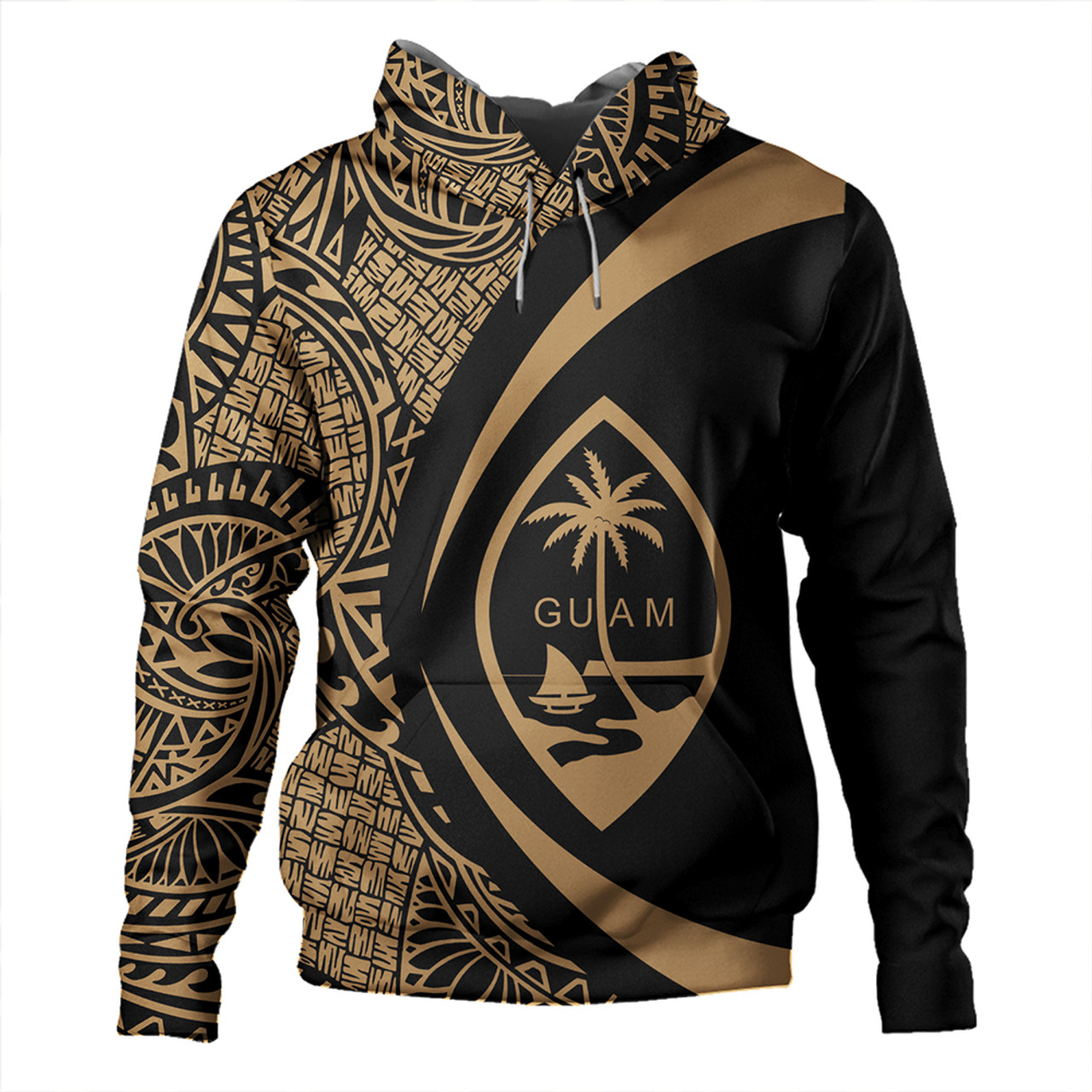 Guam Hoodie Coat Of Arm Lauhala Gold Circle