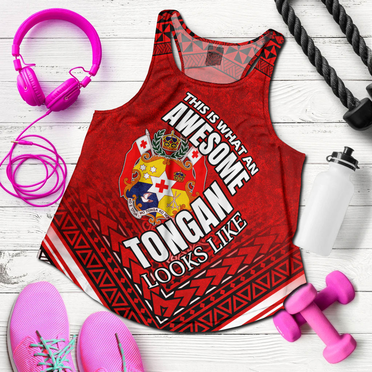 Tonga Women Racerback Tank - Awesome Tongan Patterns