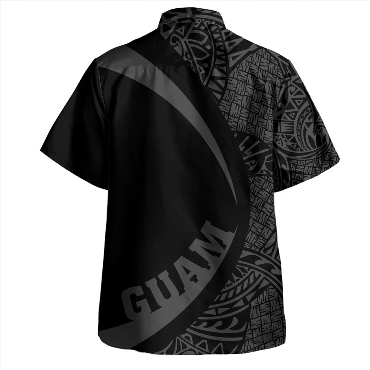 Guam Hawaiian Shirt Coat Of Arm Lauhala Gray Circle