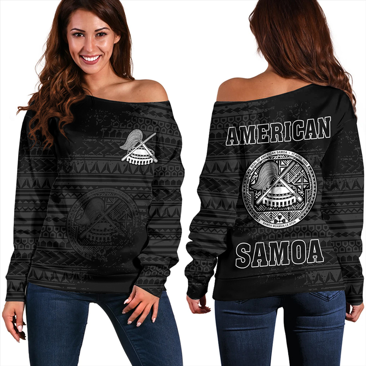 Seal American Samoa Off Shoulder Sweatshirt Grunge Simple Style