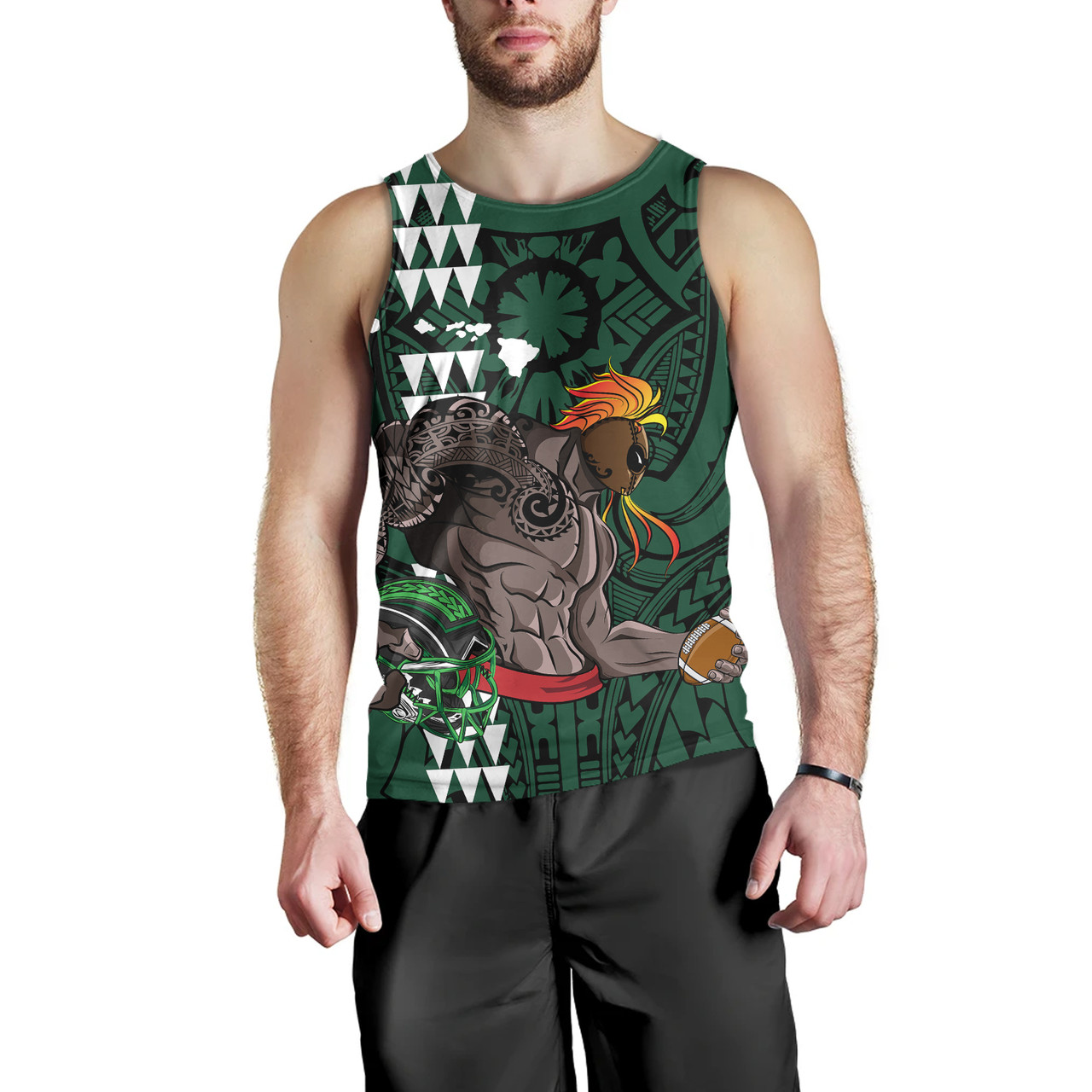 Hawaii Tank Top Map Kanaka Football Style