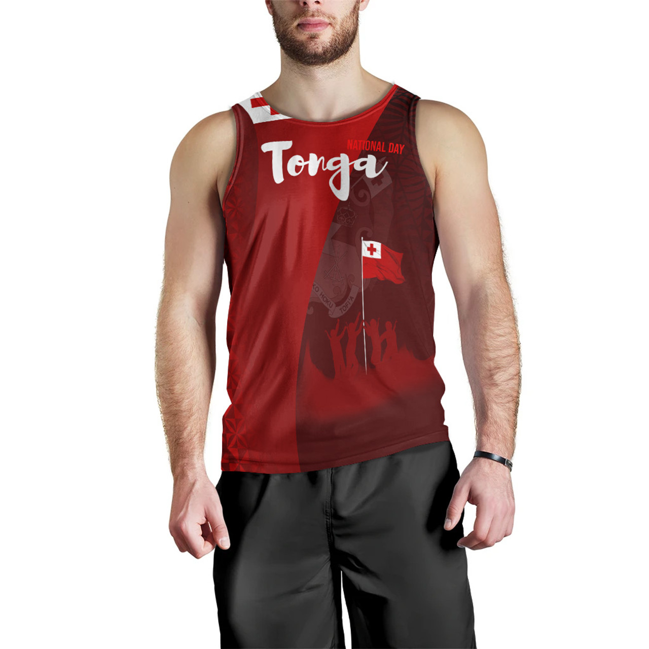 Tonga Men Tank Top - National Day Tonga Coat Of Arms Polynesian