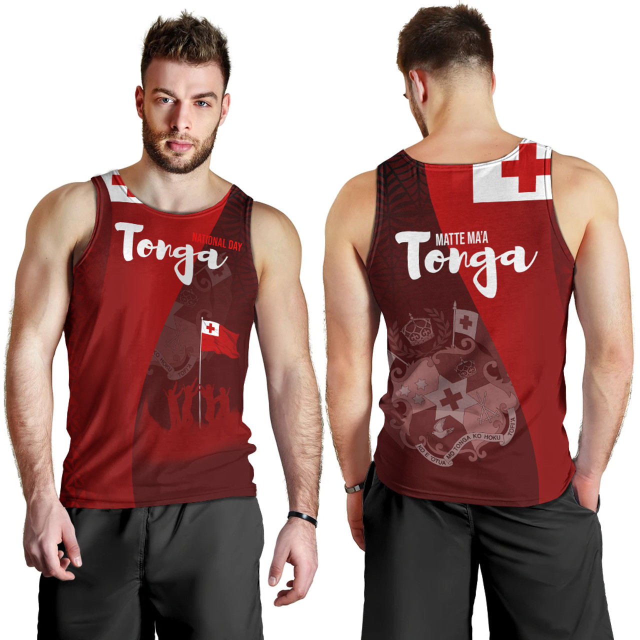 Tonga Men Tank Top - National Day Tonga Coat Of Arms Polynesian