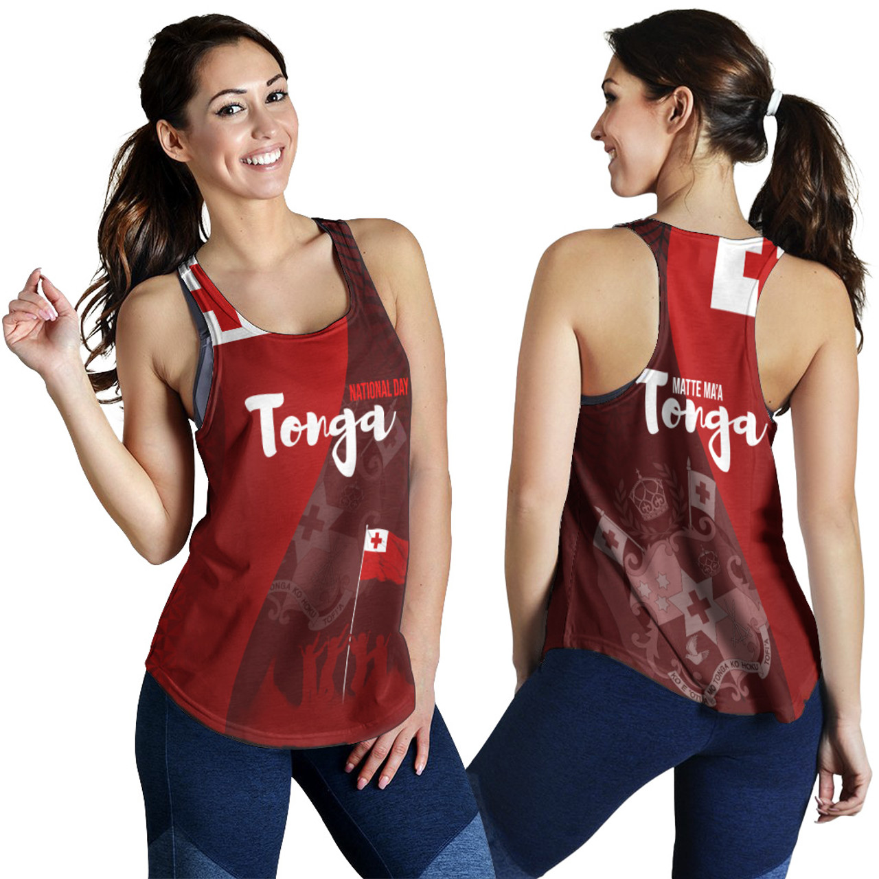 Tonga Women Racerback Tank - National Day Tonga Coat Of Arms Polynesian