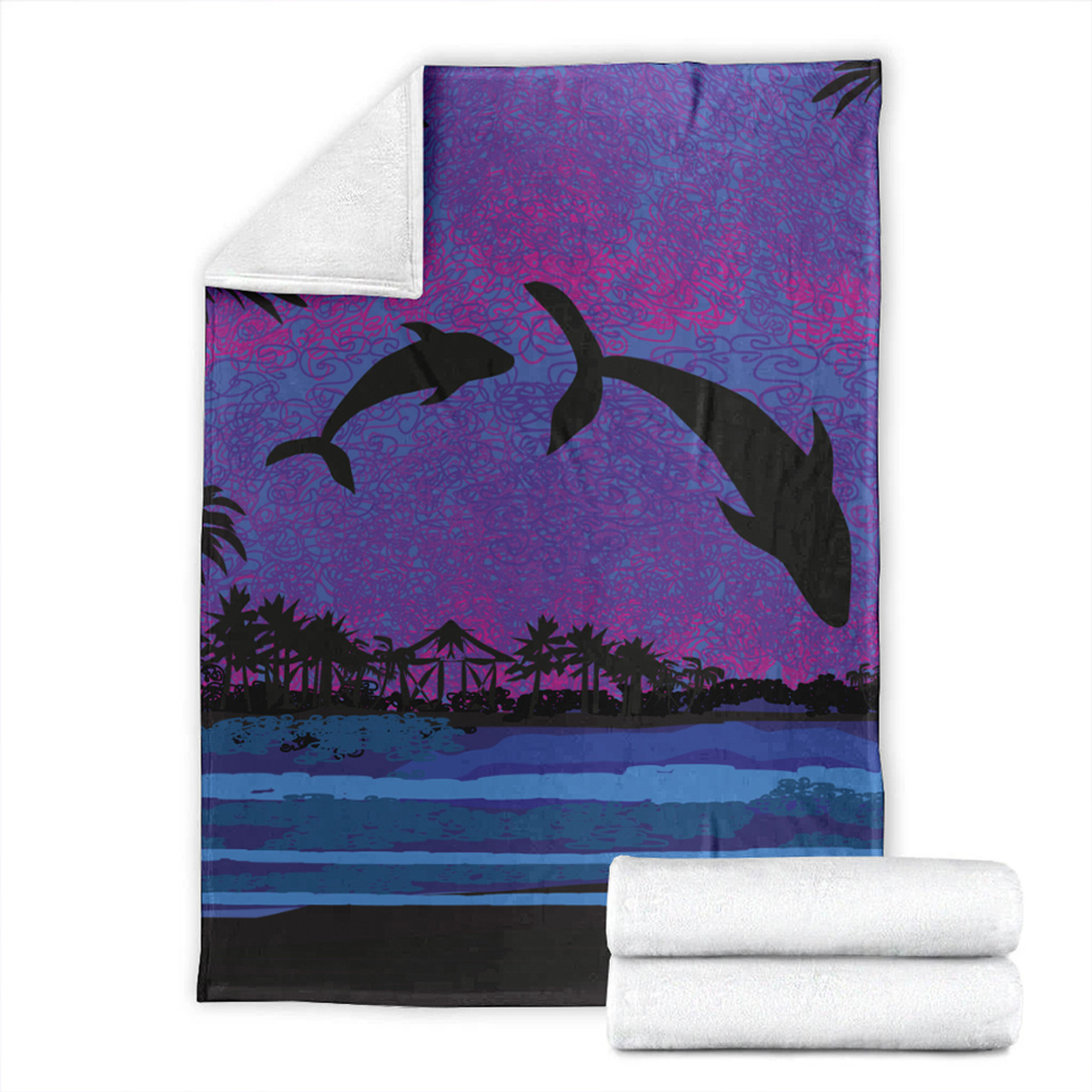 Hawaii Premium Blanket Dolphin Dance In Night