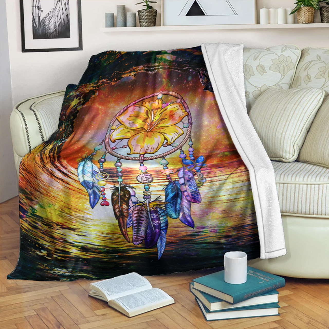 Hawaii Premium Blanket Hibiscus Dreamcatcher Wales Night