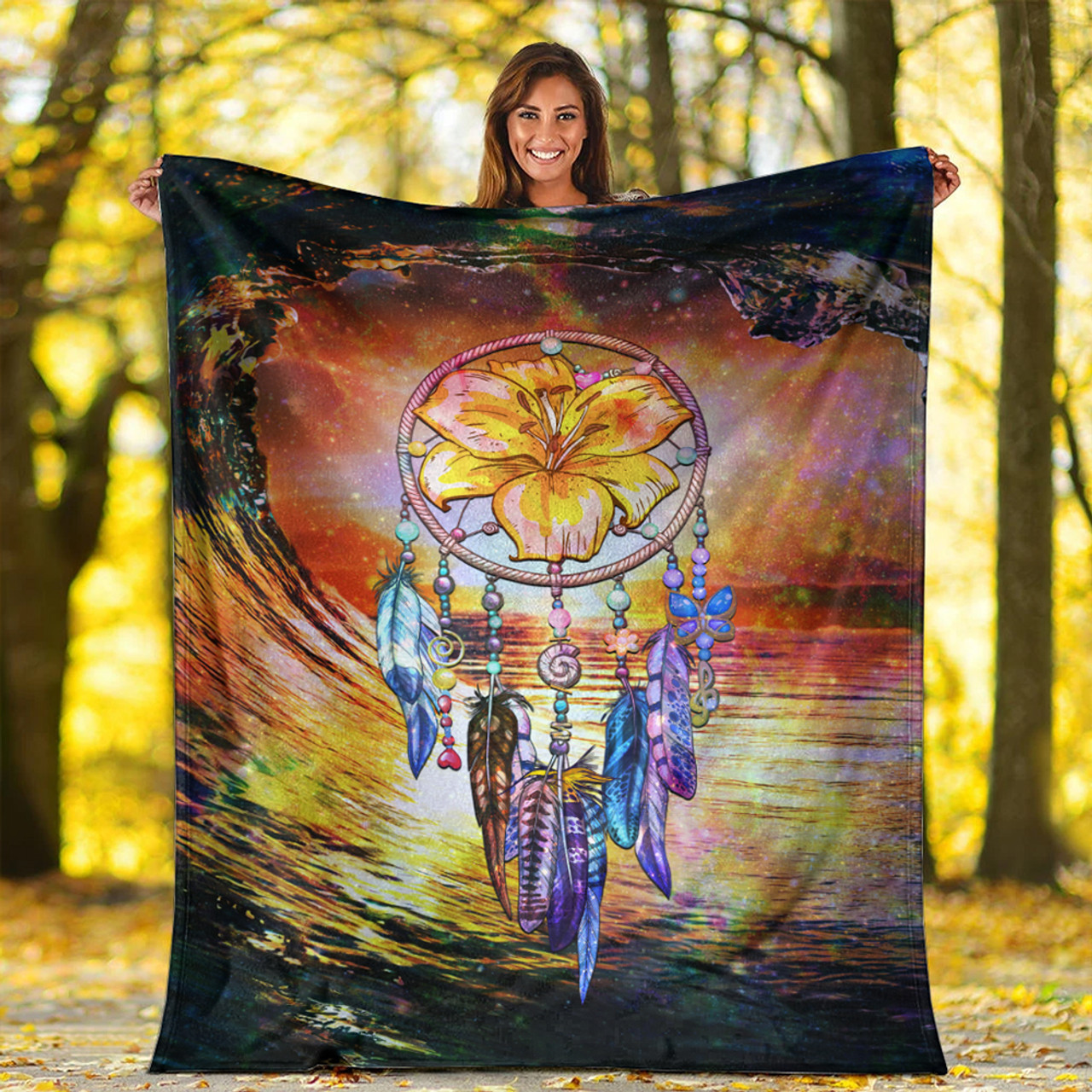 Hawaii Premium Blanket Hibiscus Dreamcatcher Wales Night