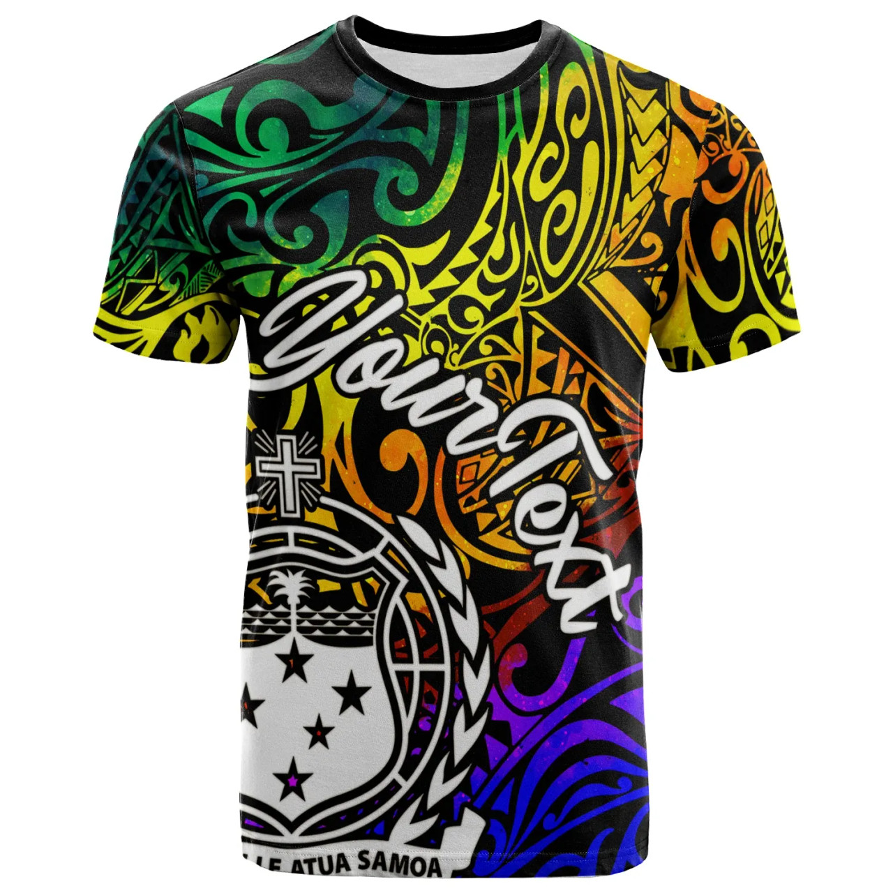 Samoa Custom Personalised T-Shirt - Rainbow Polynesian Pattern 1