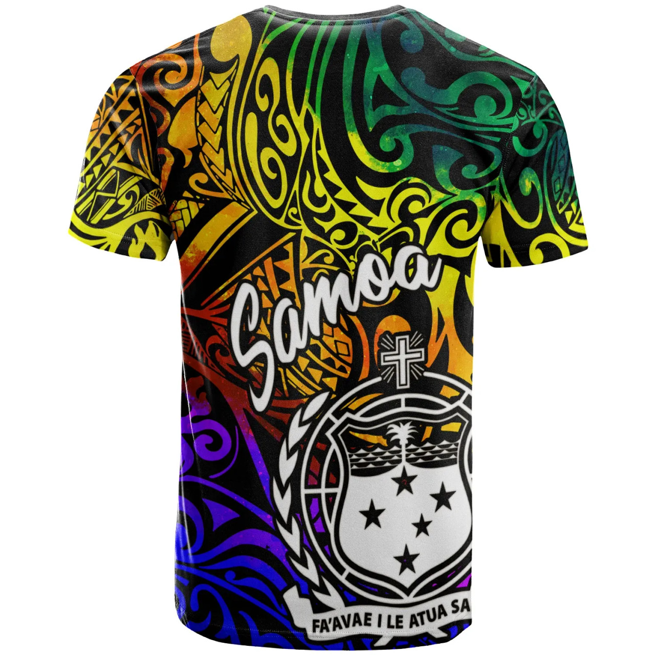 Samoa Custom Personalised T-Shirt - Rainbow Polynesian Pattern 2