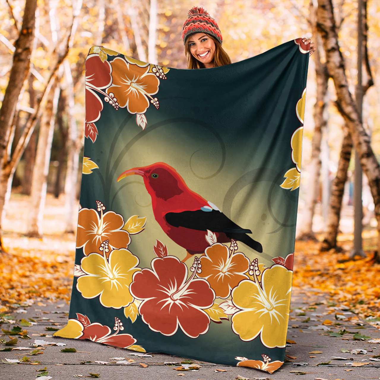 Hawaii Premium Blanket Honeycreeper Hibiscus