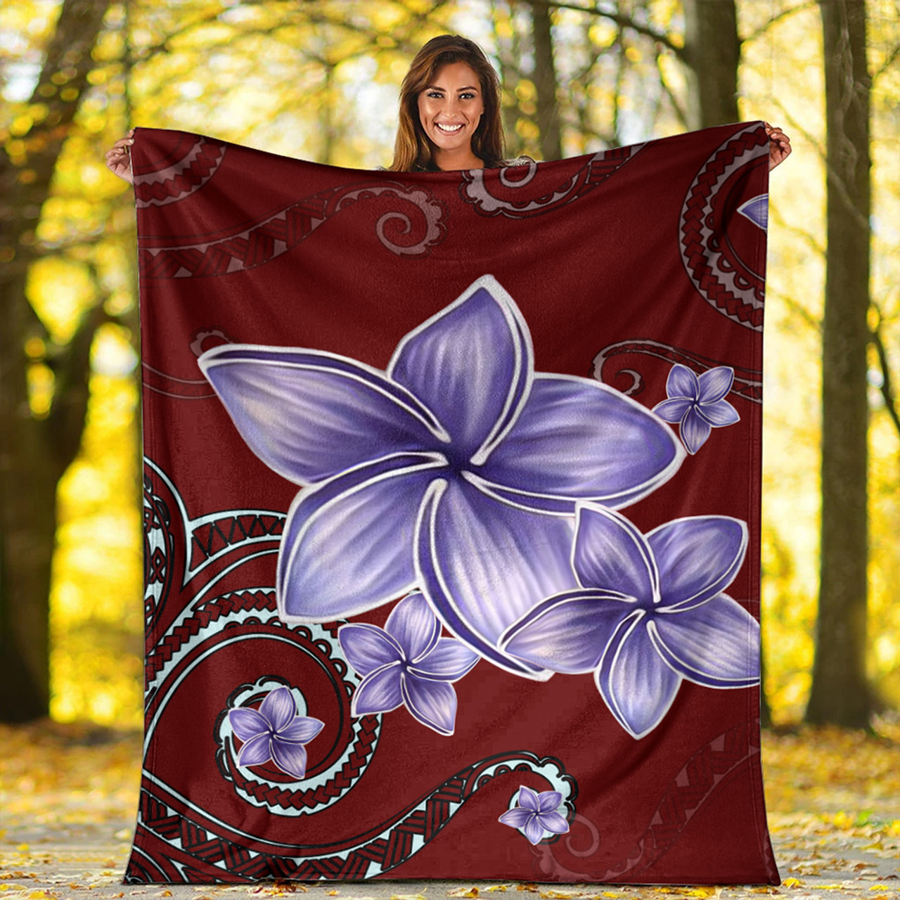 Hawaii Premium Blanket Plumeria Violet Polynesia Red