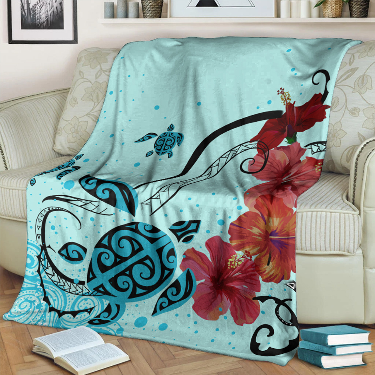 Hawaii Premium Blanket Sea Turtle Hibiscus